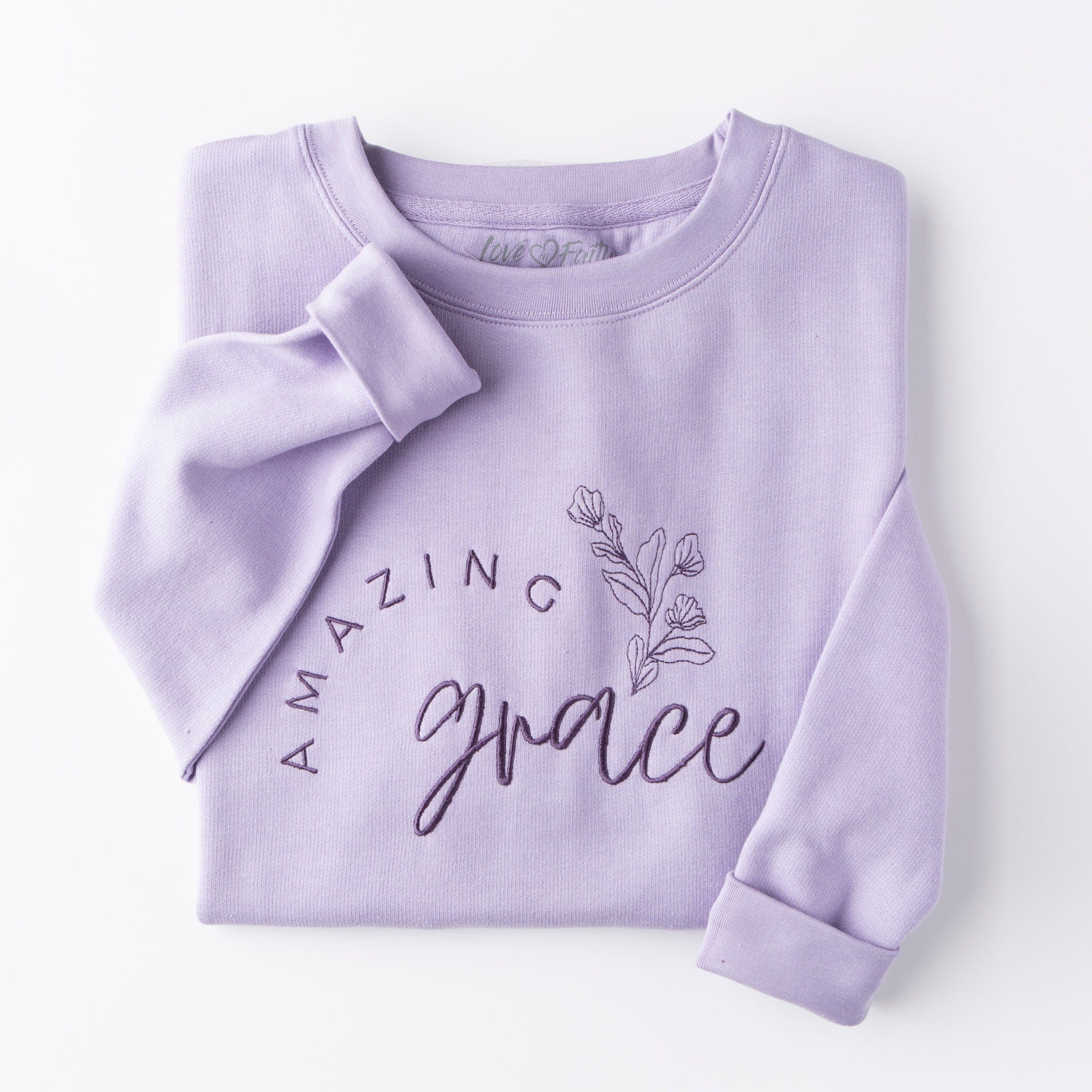 Embroidered Amazing Grace Floral Sweatshirt Love in Faith