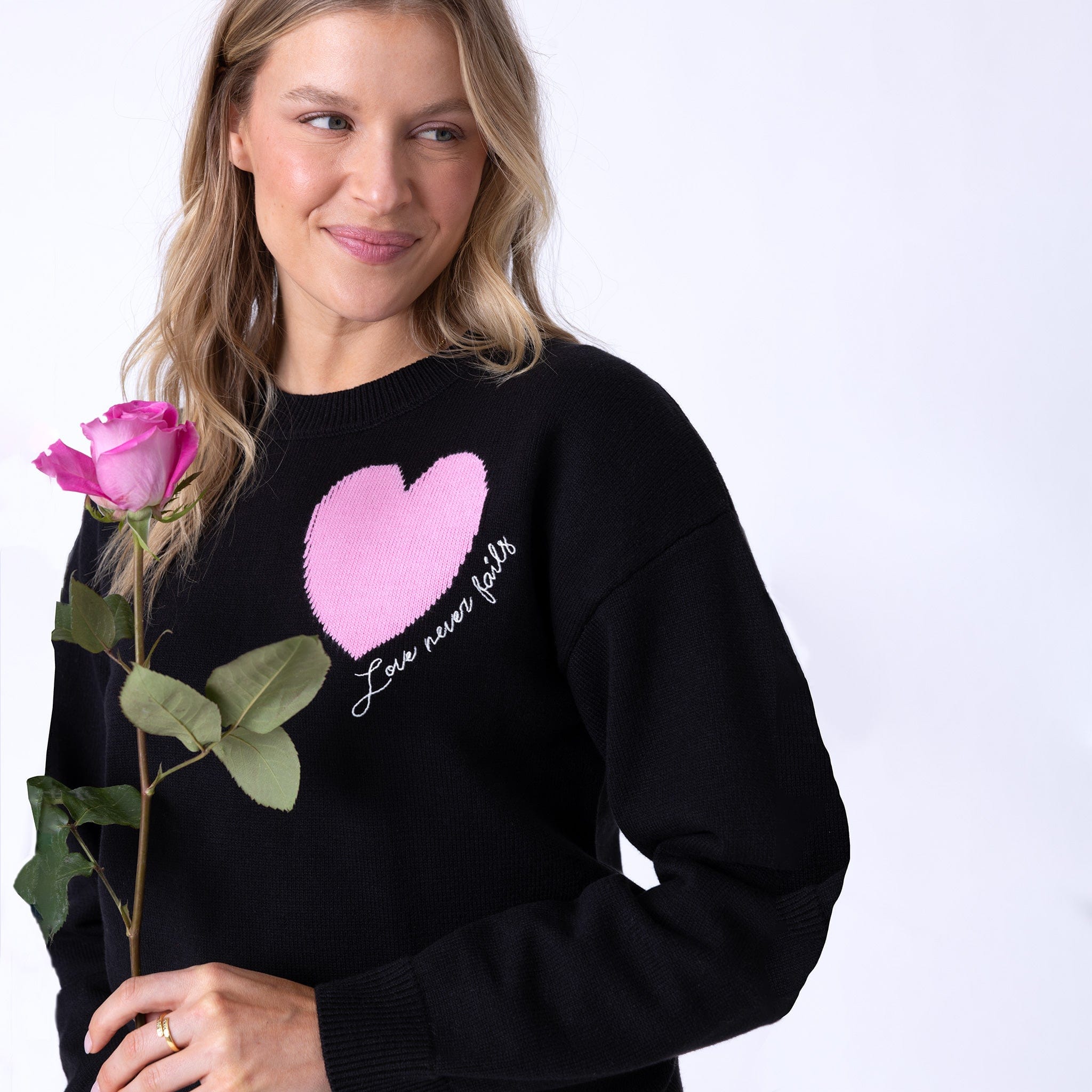 Love Never Fails Heart Intarsia Pullover Sweater – Love in Faith