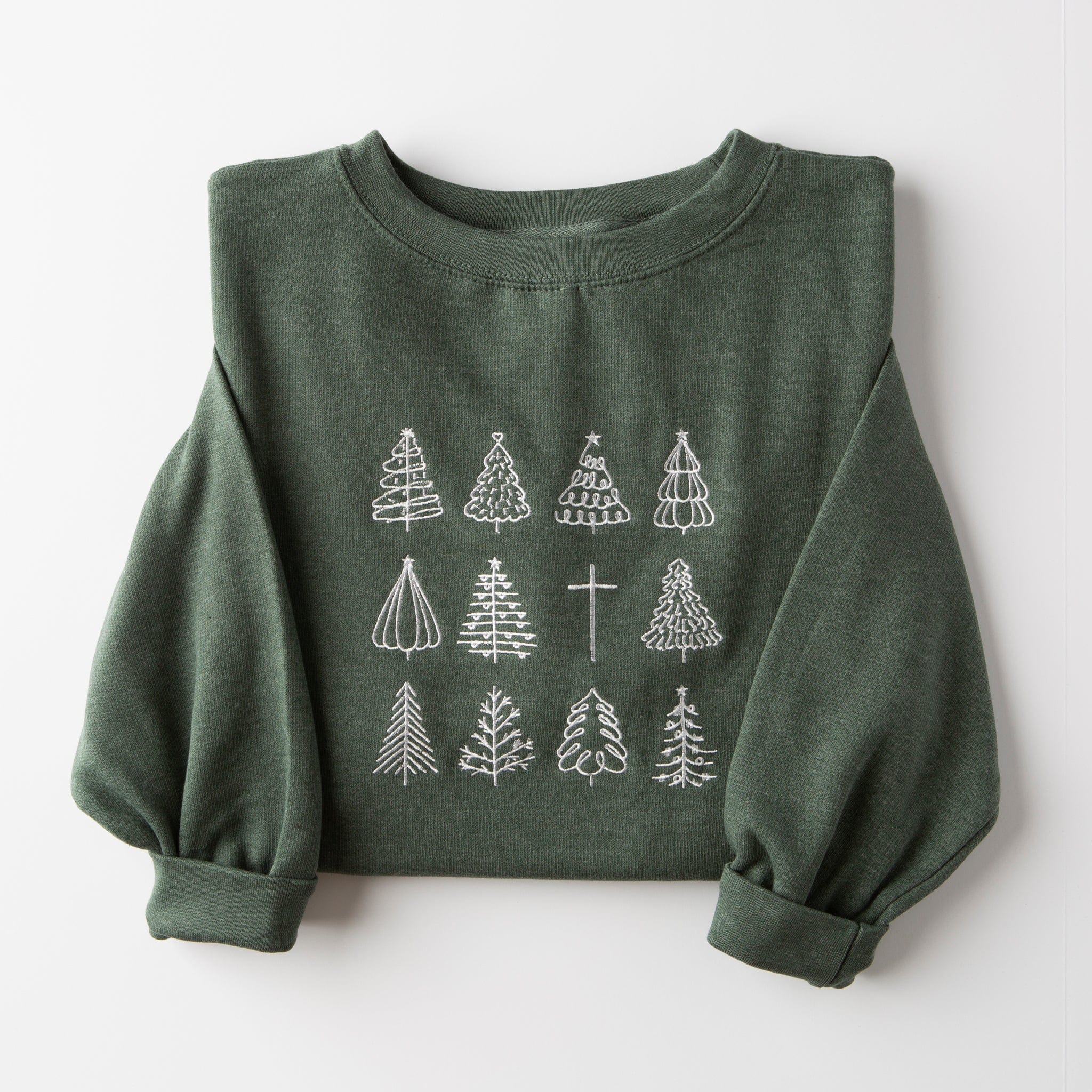 Embroidered Christmas Tree Collage Sweatshirt – Love in Faith