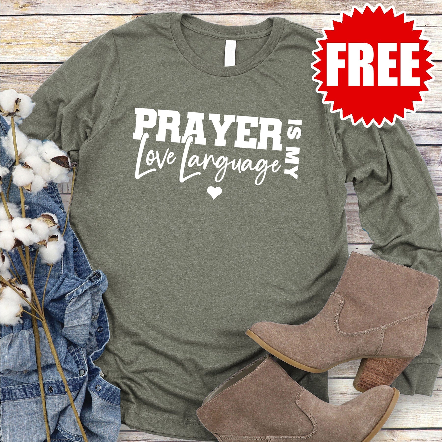 Love Language Long Sleeve - Heather Olive – Love in Faith