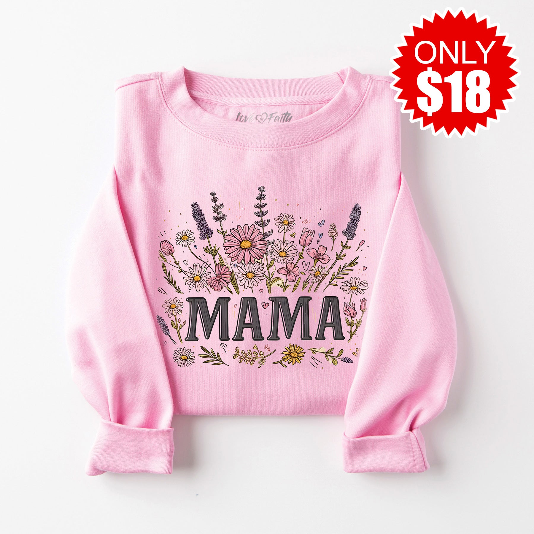 Mama Crewneck Sweatshirt - Heather Bubble Gum – Love in Faith