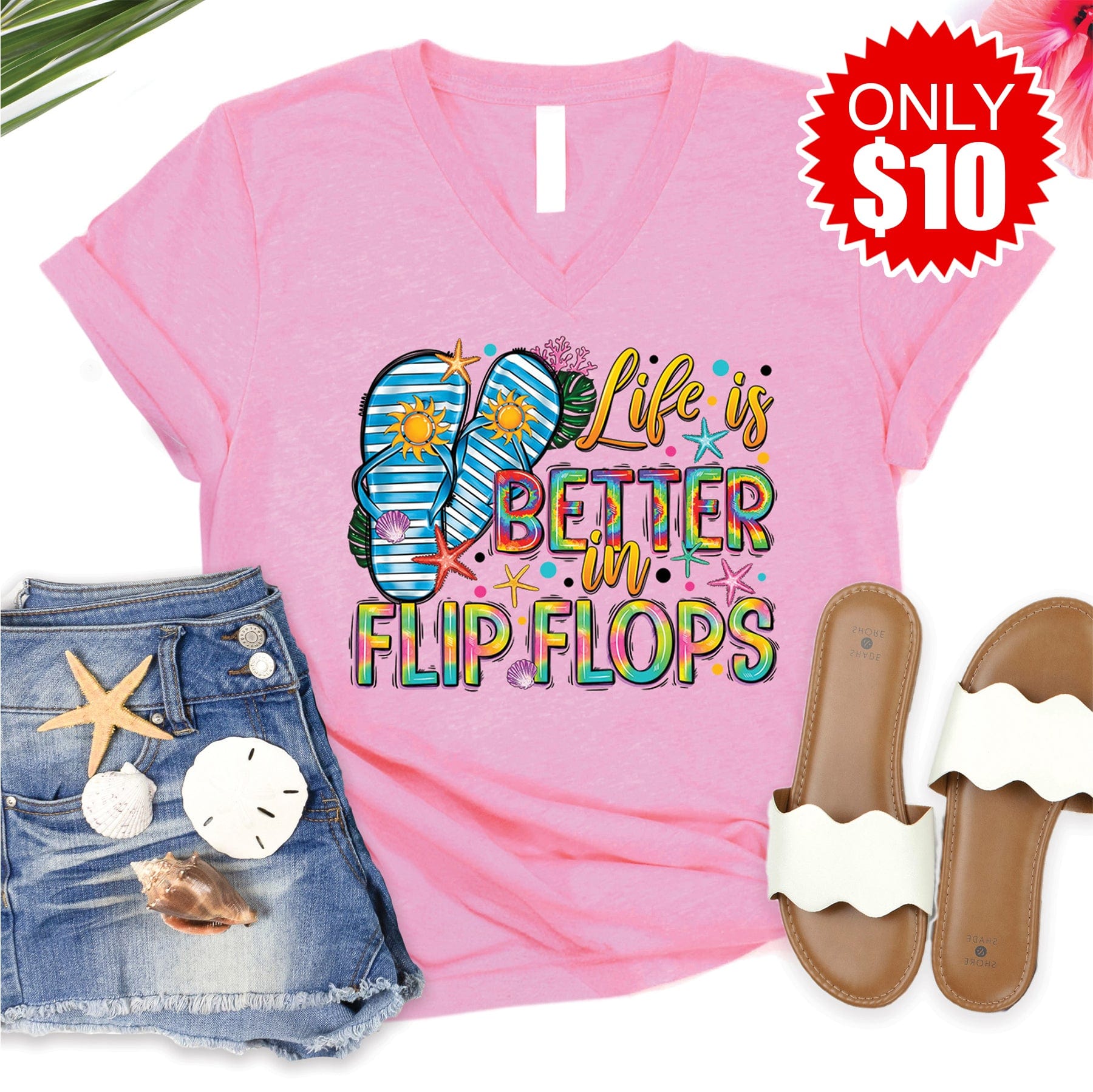 Life is Better in Flip Flops V-Neck - 10 | Love in Faith