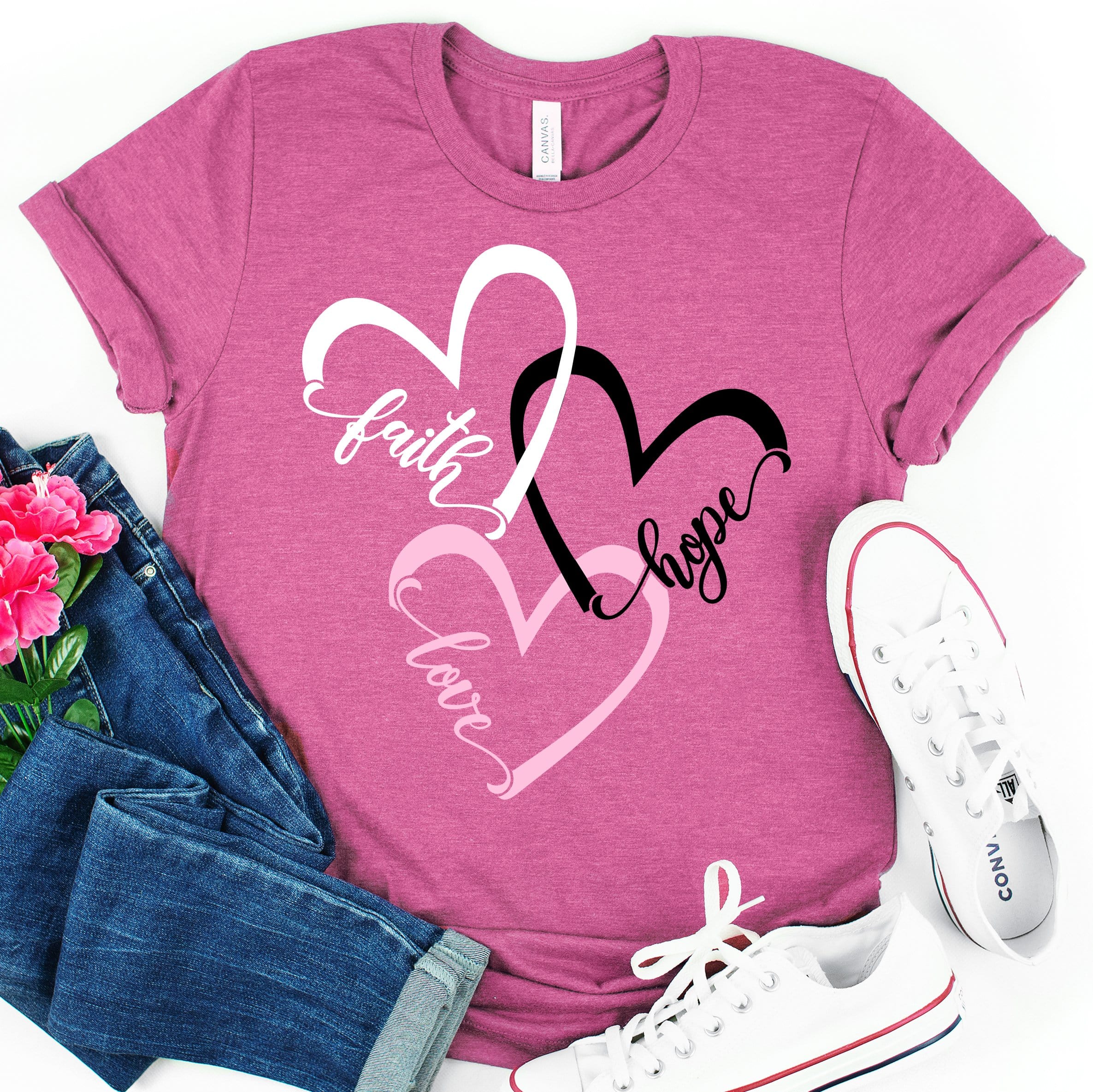 Faith Hope Love Hearts Tee Love in Faith