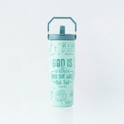 God is Within Her Stainless Steel 30oz Flip Top Tumbler
