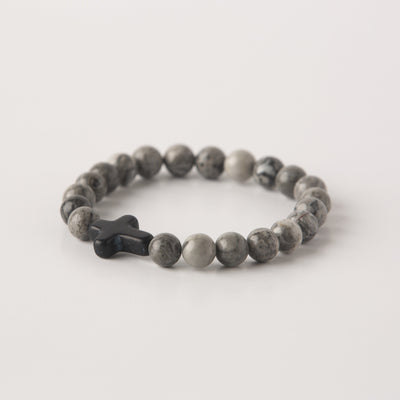 Men's Cross Stone Bead Bracelet
