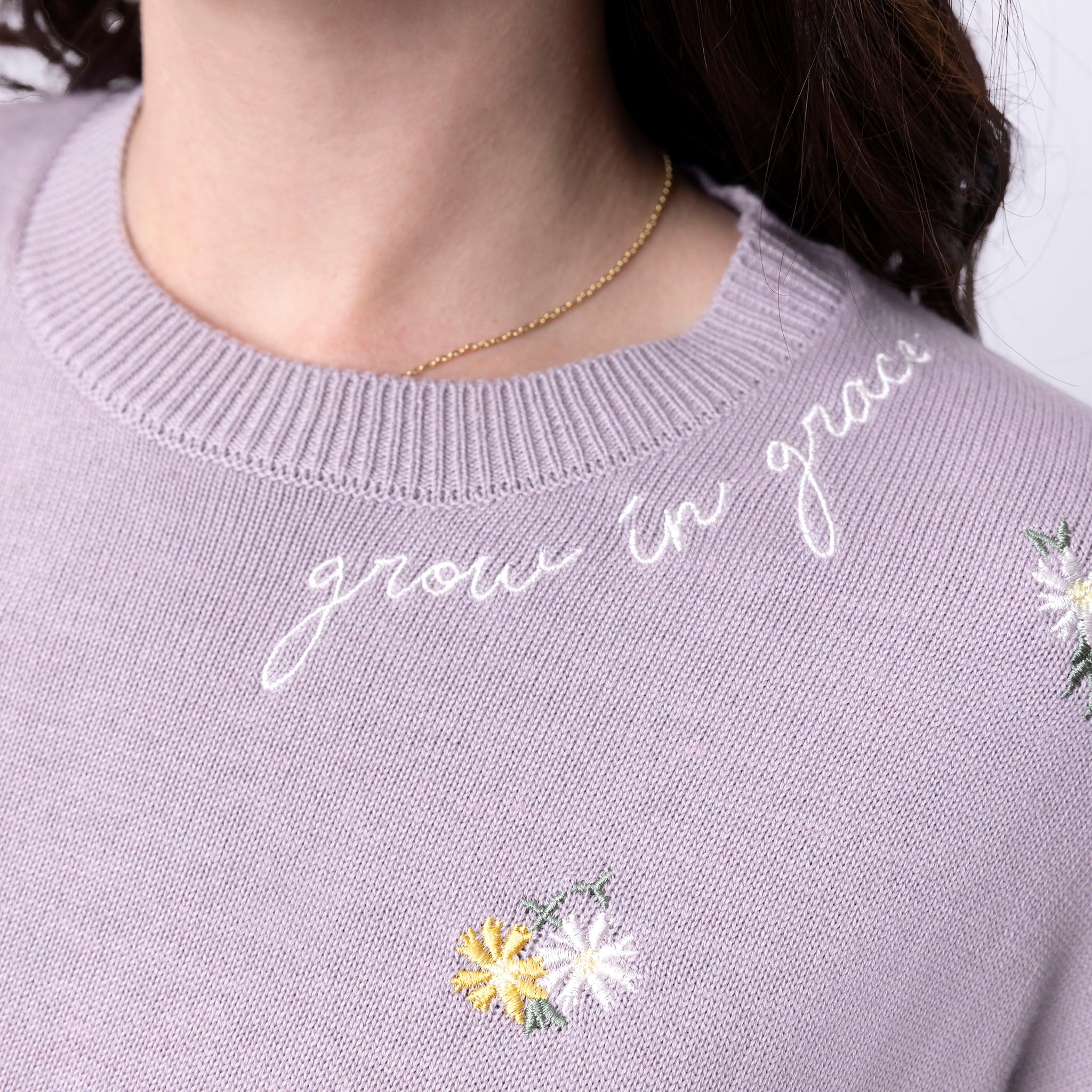 Grow in Grace Floral Embroidered Crewneck Sweater – Love in Faith