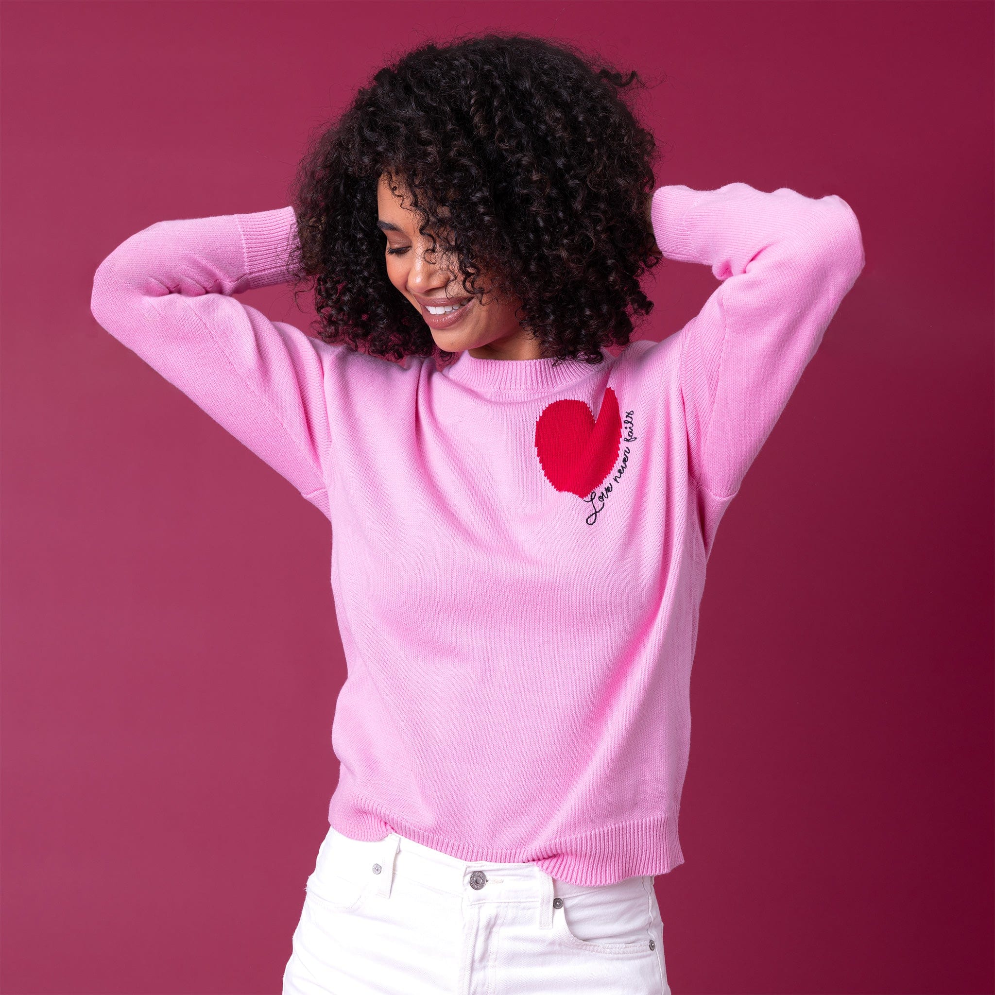 Love Never Fails Heart Intarsia Pullover Sweater – Love in Faith