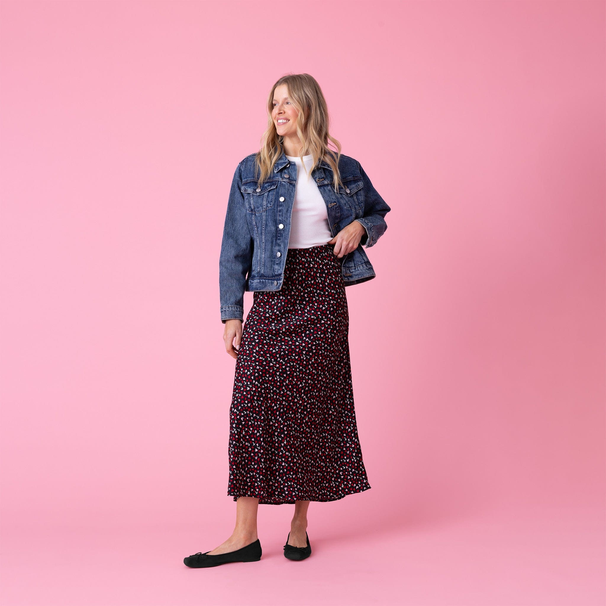 Love Never Fails Tossed Hearts Midi Slip Skirt – Love in Faith