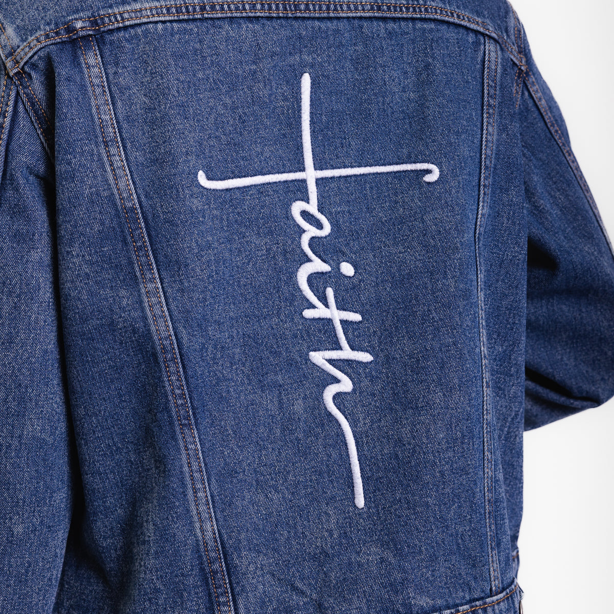 Vintage Washed Faith Cross Denim Jacket – Love in Faith