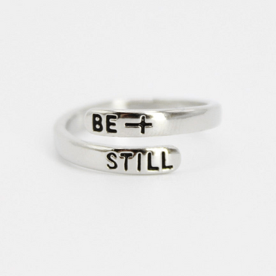 Be Still Platinum Plated Brass Ring