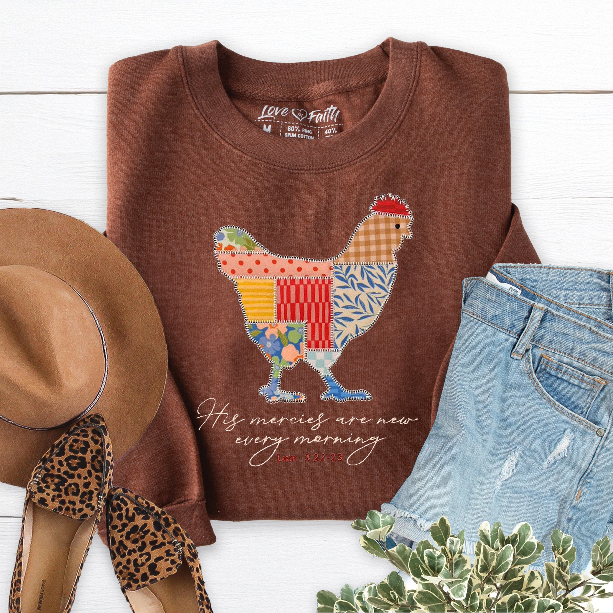Embellished Chicken Patchwork Embellished Crewneck Sweatshirt – Love in ...