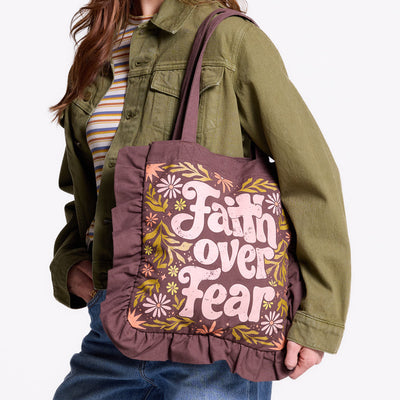Faith Over Fear Ruffle Tote Bag