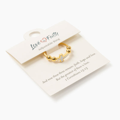 Cross Bead Gold Plated Brass Ring