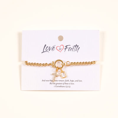 Cross Charm Bracelet - Gold  - One Size