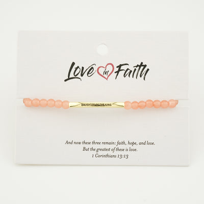 Daughter of the King Bar Bracelet - Gold & Pink - One Size