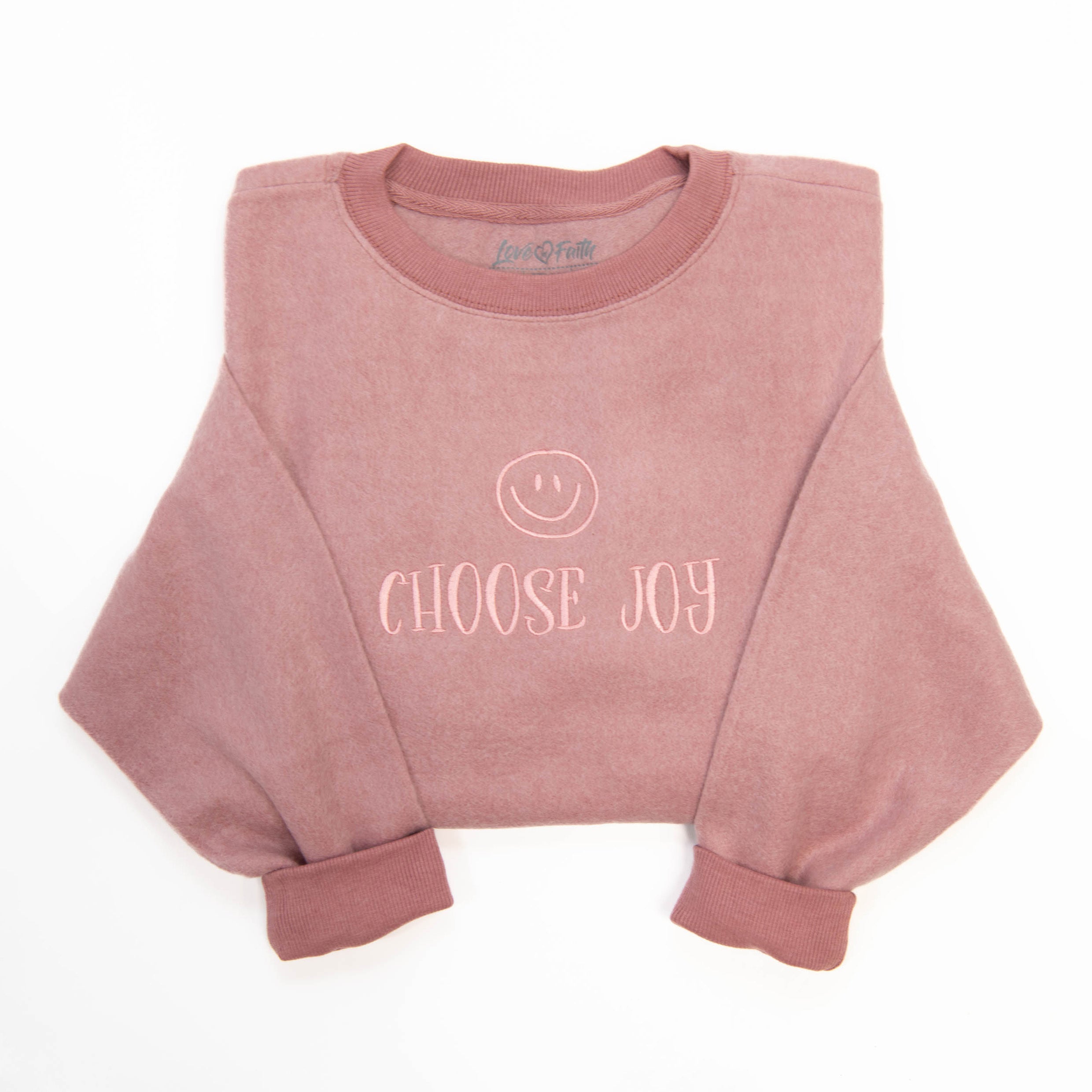 Fuzzy Embroidered Choose Joy Sweatshirt – Love in Faith