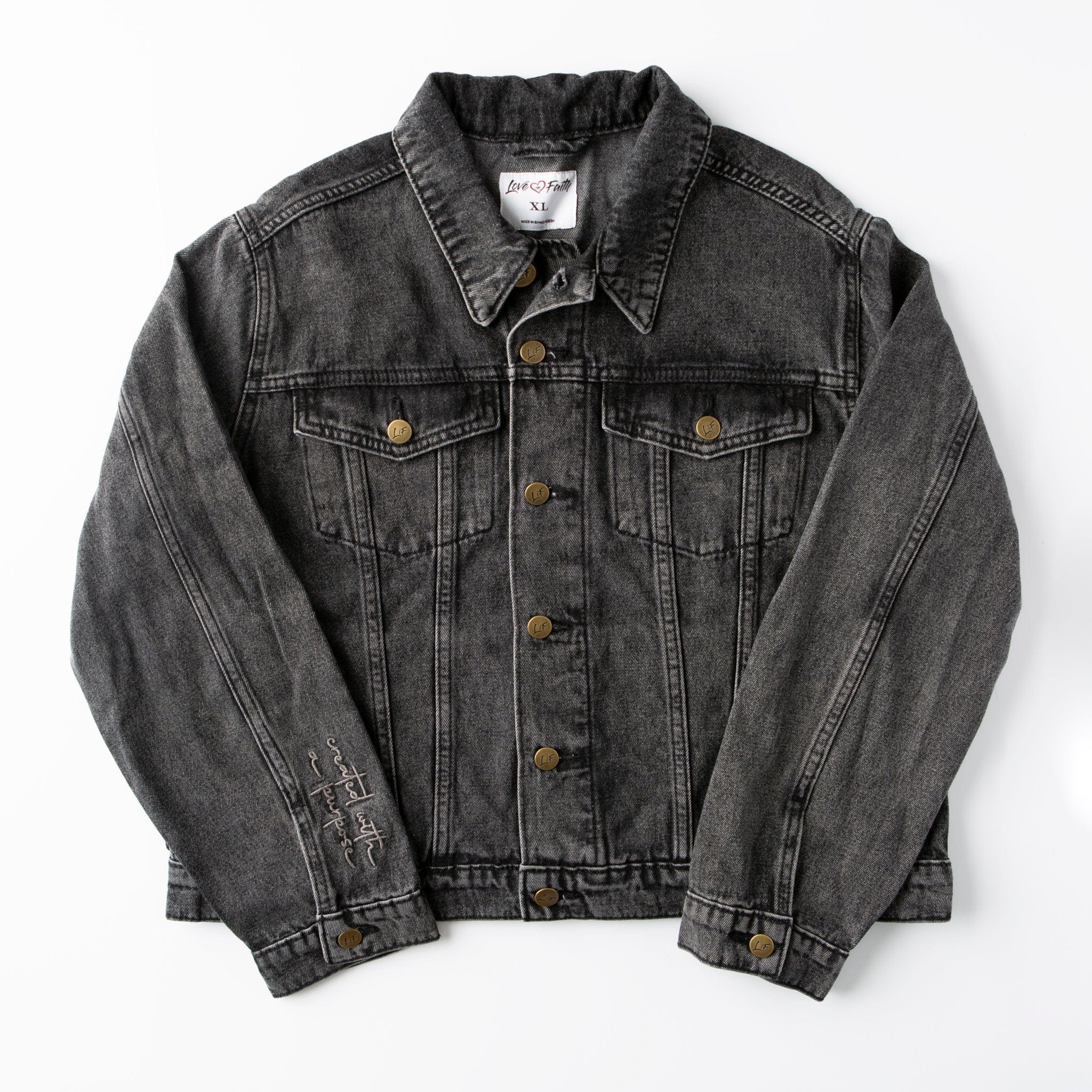 Acid Wash Black Denim Jacket Vintage Washed Created With A Purpose