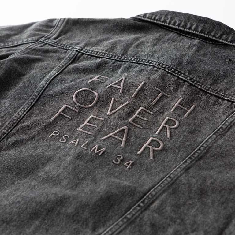 Vintage Washed Faith Over Fear Denim Jacket – Love in Faith