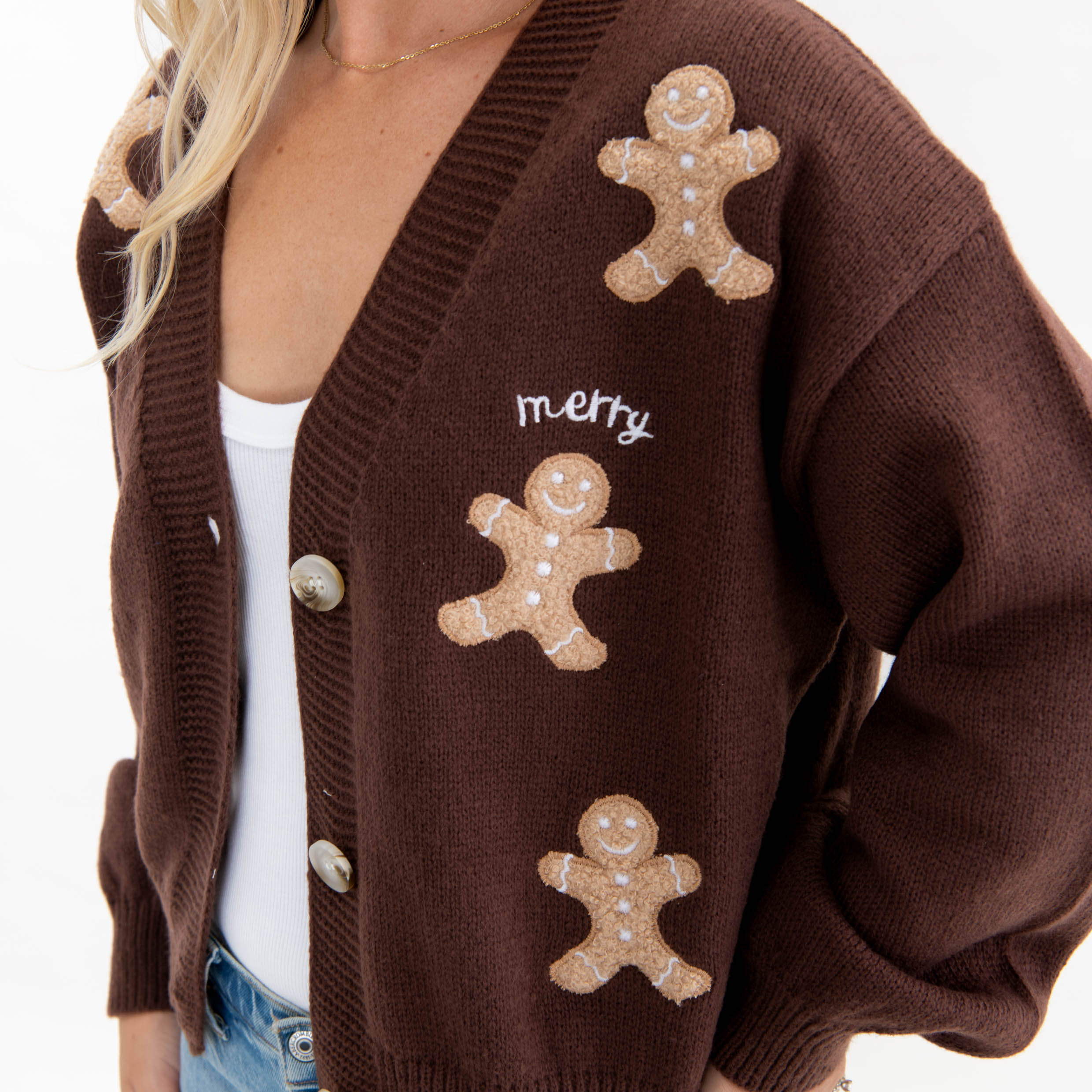 Gingerbread Joyful Merry Blessed Cardigan – Love in Faith