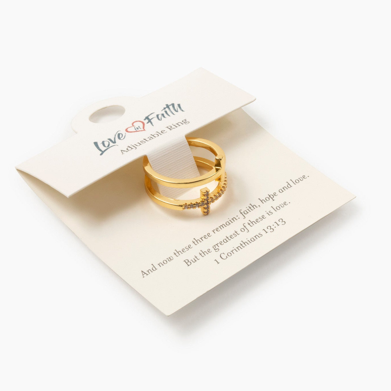 Double Cross Gold Plated Brass Ring – Love in Faith