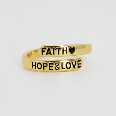 Faith Hope & Love Gold Plated Brass Ring