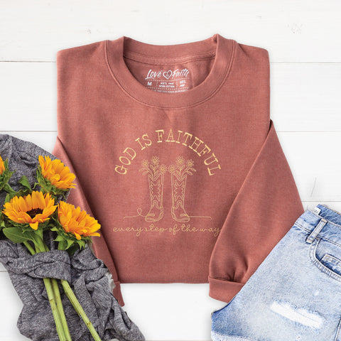 Embroidered God Is Faithful Sweatshirt