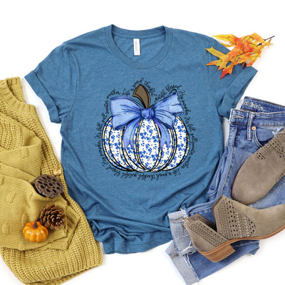 Blue Floral Pumpkin Tee
