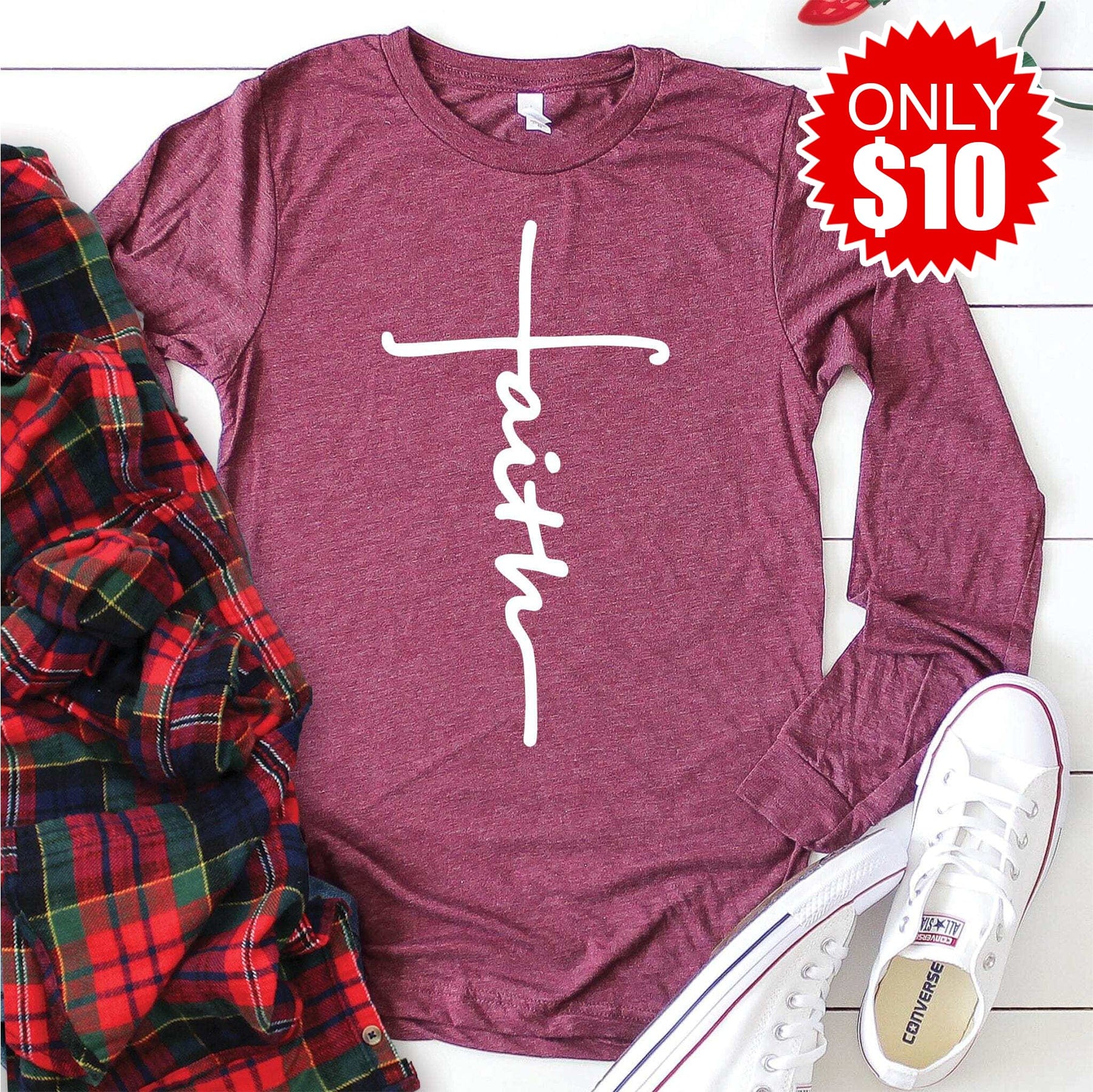 Faith Cross Long Sleeve Tee 10 Love in Faith