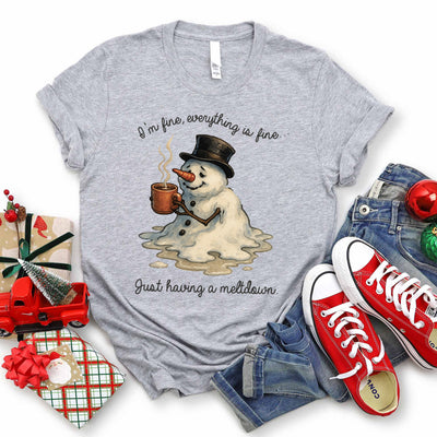 Everything Is Fine Snowman Tee