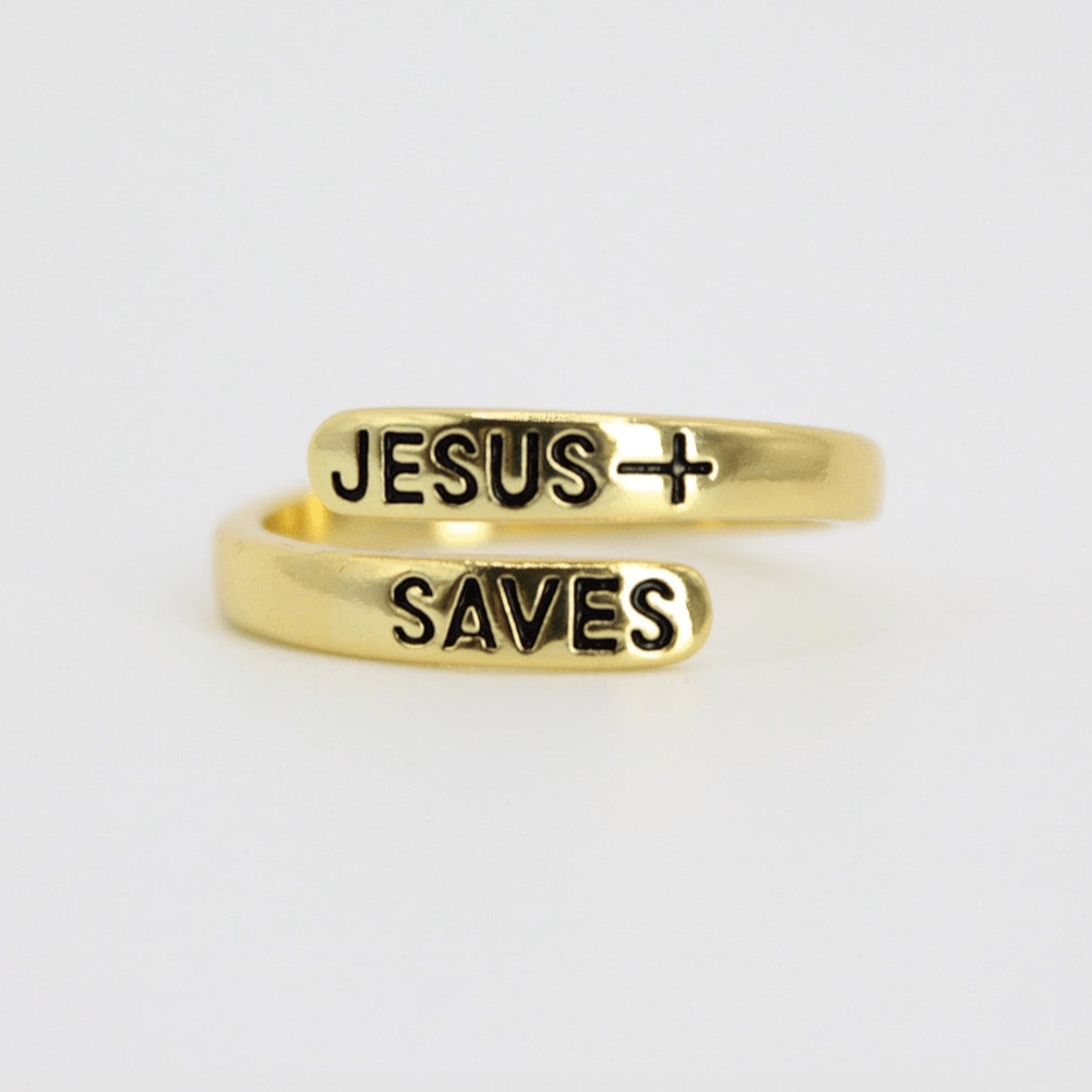 Jesus Saves Gold Plated Brass Ring – Love in Faith