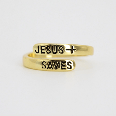 Jesus Saves Gold Plated Brass Ring