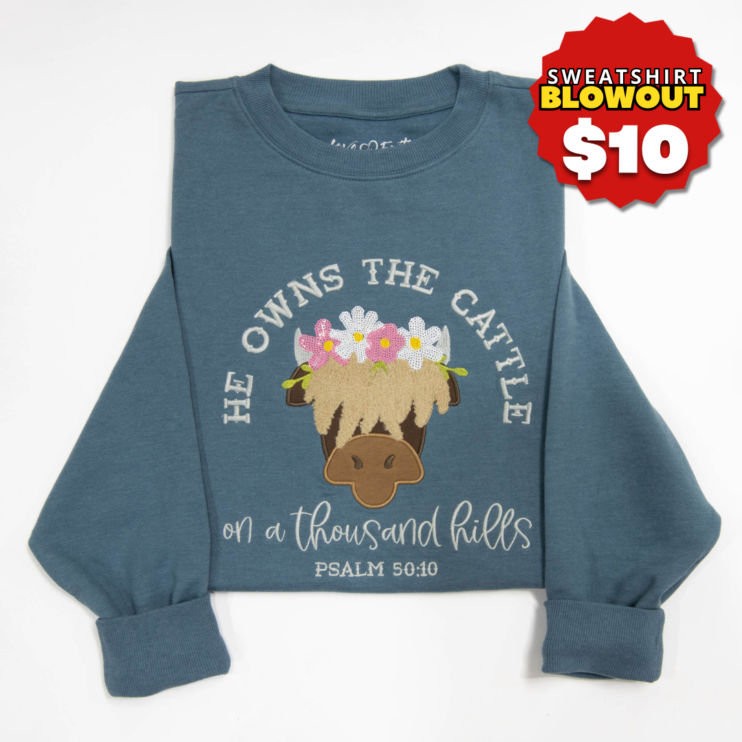 He Owns the Cattle Embellished Sweatshirt