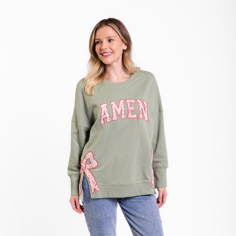 Amen Side Slit Crewneck Sweatshirt