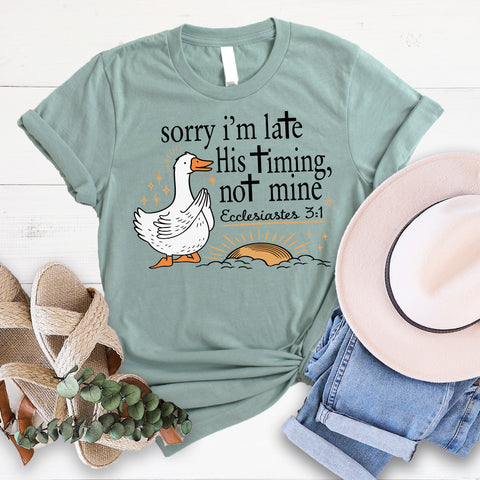 His Timing Not Mine Goose Tee