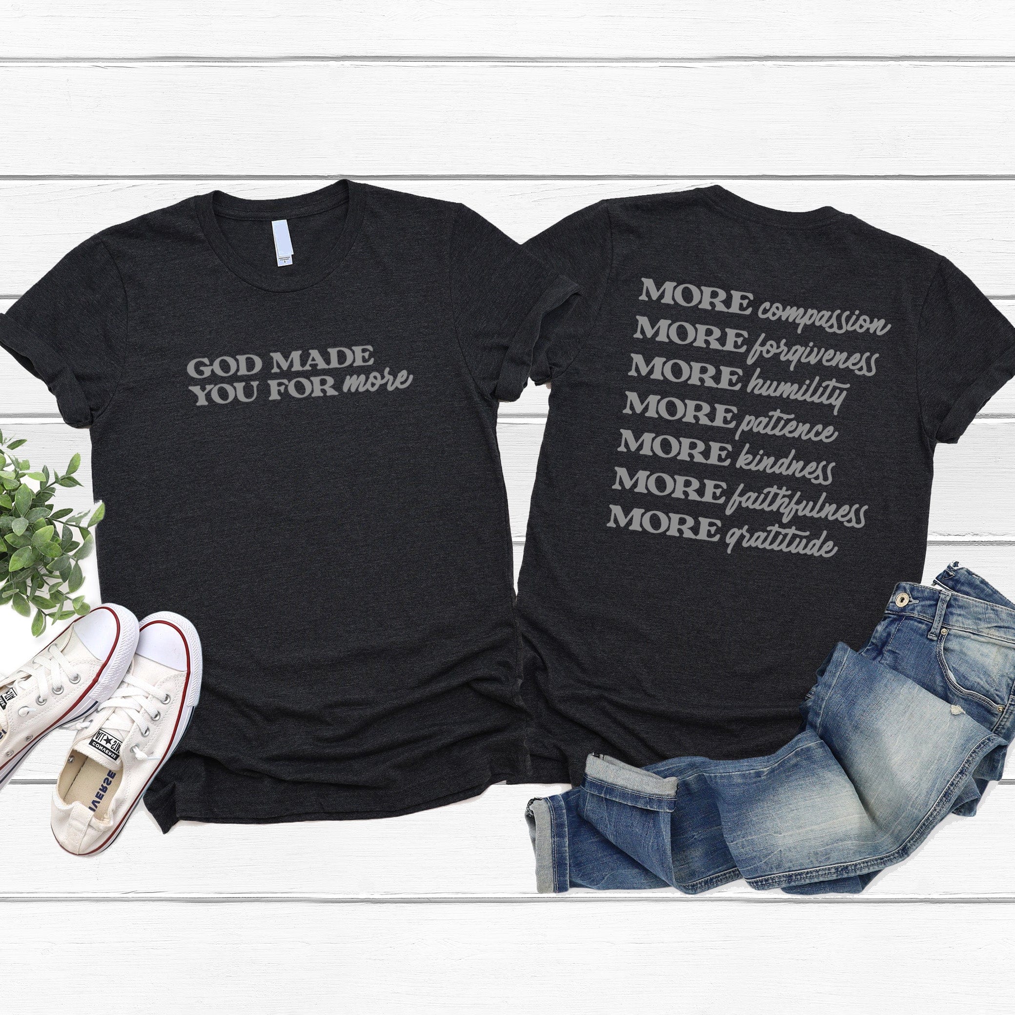 Made for More  | Short Sleeve Tee | Heather Black | Layflat | 5322