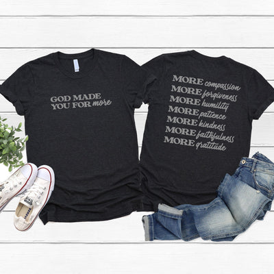 Made for More  | Short Sleeve Tee | Heather Black | Layflat | 5322
