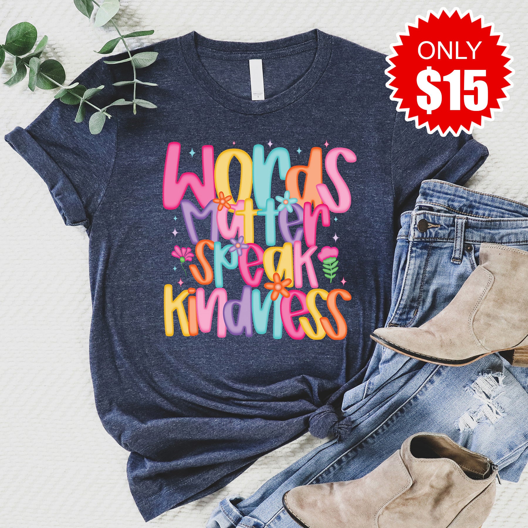 Words Matter Tee - Heather Navy - 15