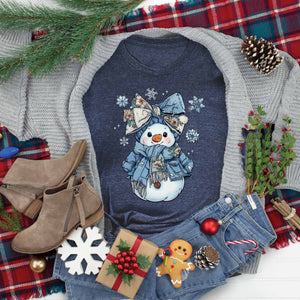 Snowman Blue Floral Tee
