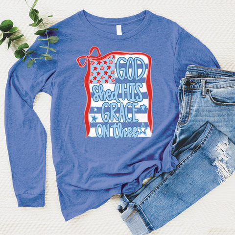 God Shed His Grace Bow Long Sleeve