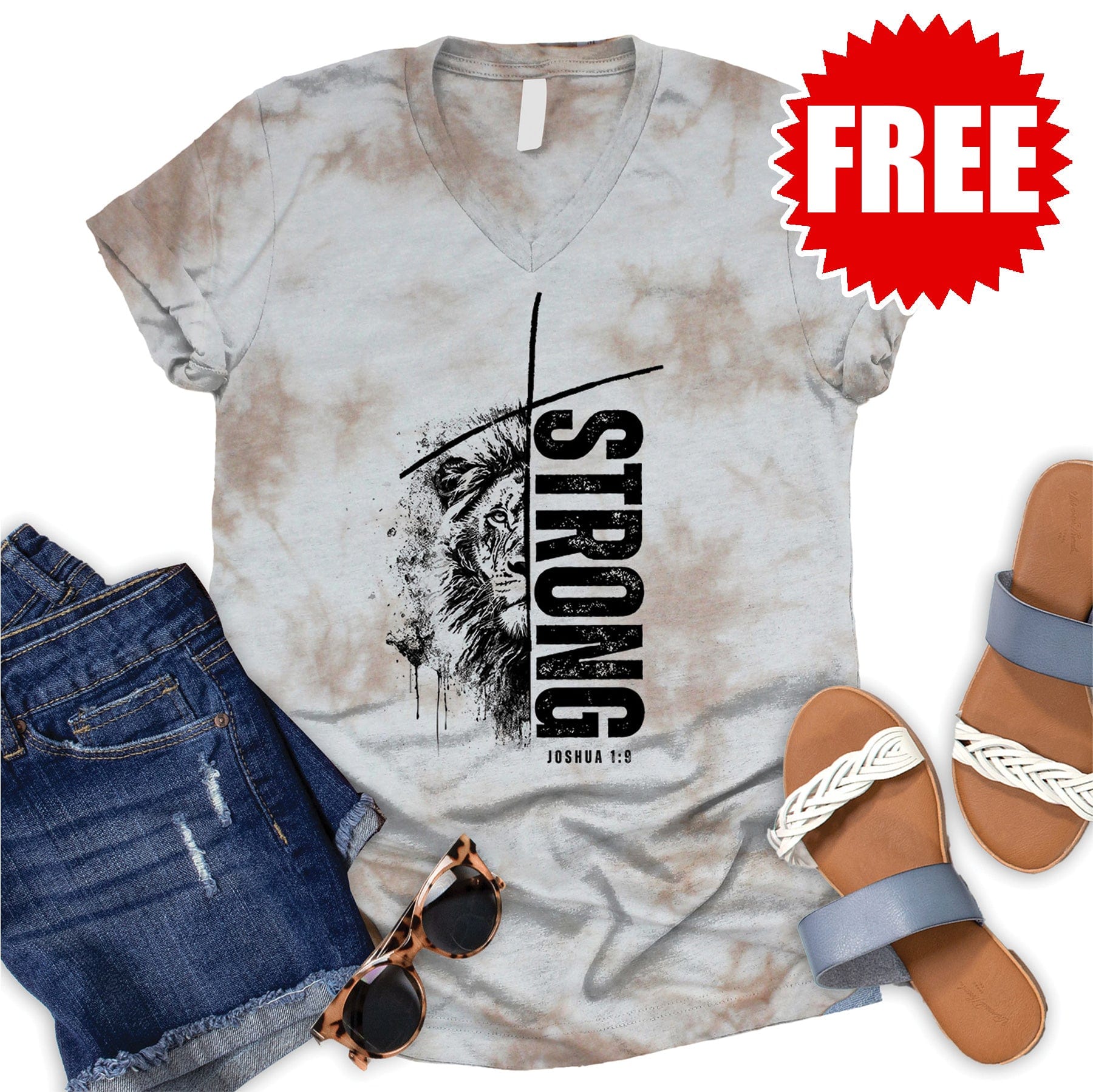 Strong V-Neck - Oatmeal Splash – Love in Faith