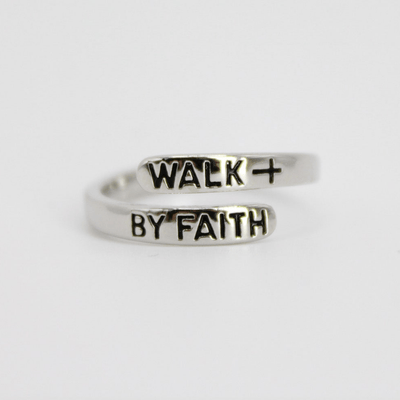Walk By Faith Platinum Plated Brass Ring
