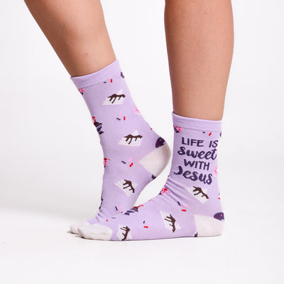 Life is Sweet with Jesus Crew Socks