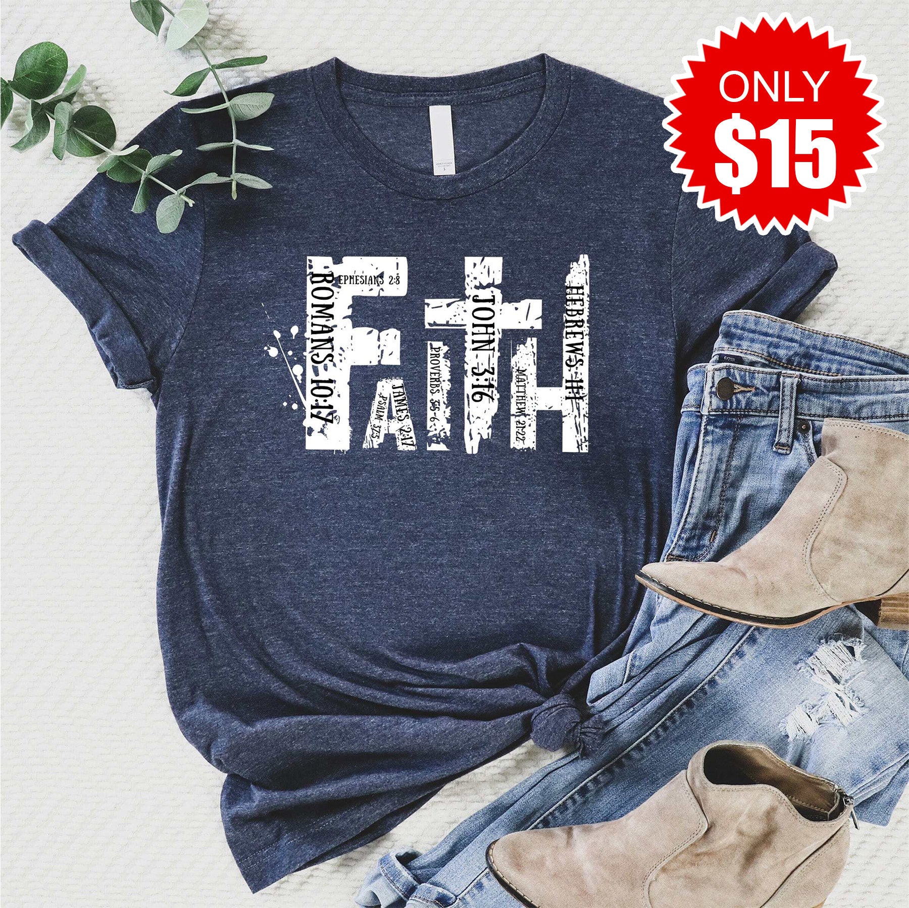 Faith Tee - Heather Navy - 15
