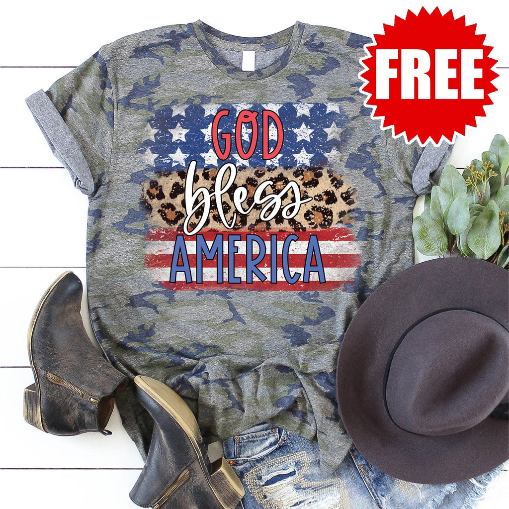 God Bless America Leopard Tee - FREE!