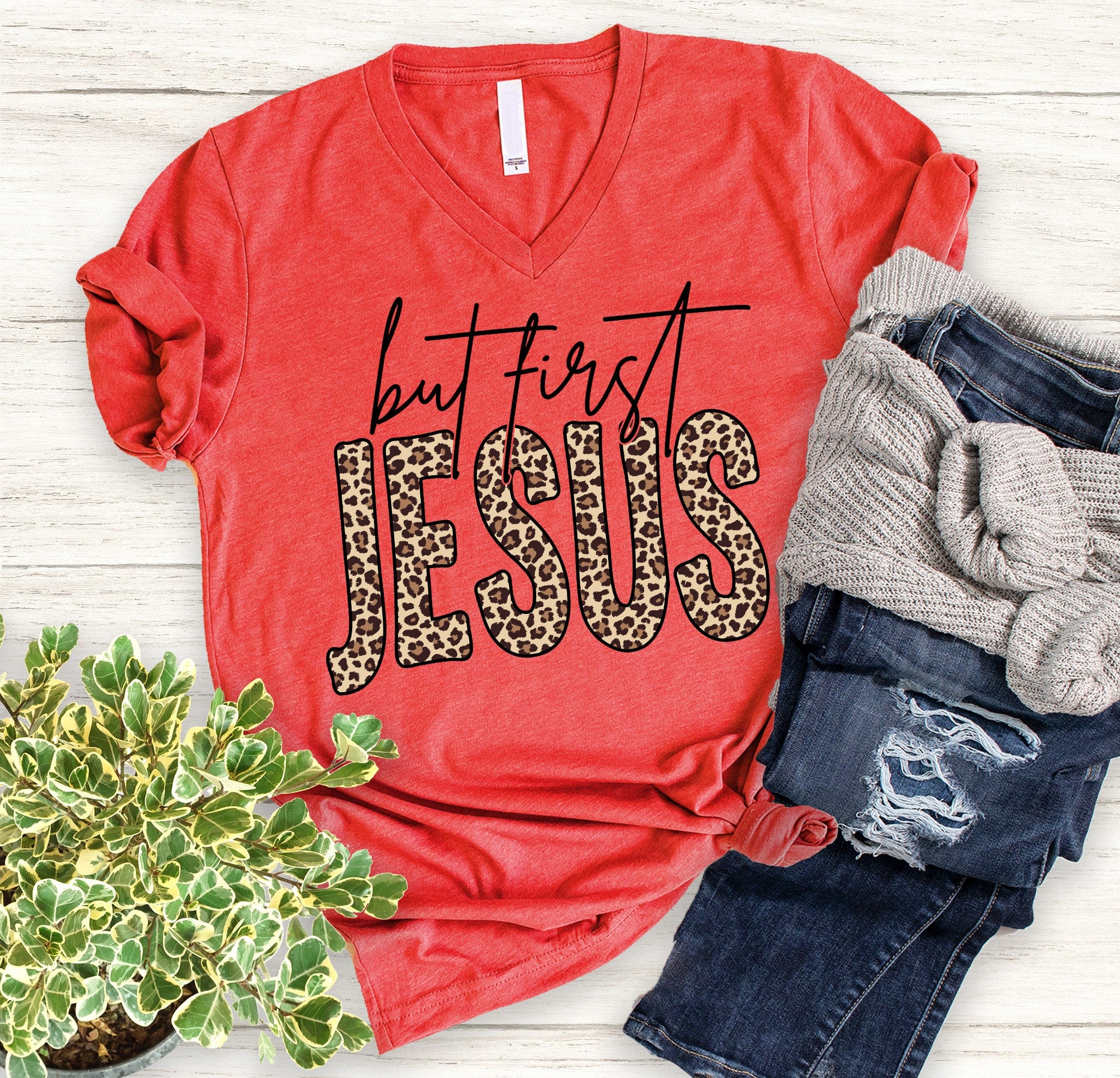 But First Jesus VNeck Love in Faith