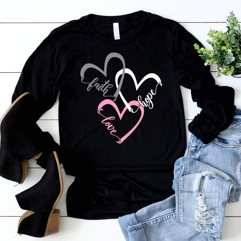 Faith Hope Love Hearts Long Sleeve